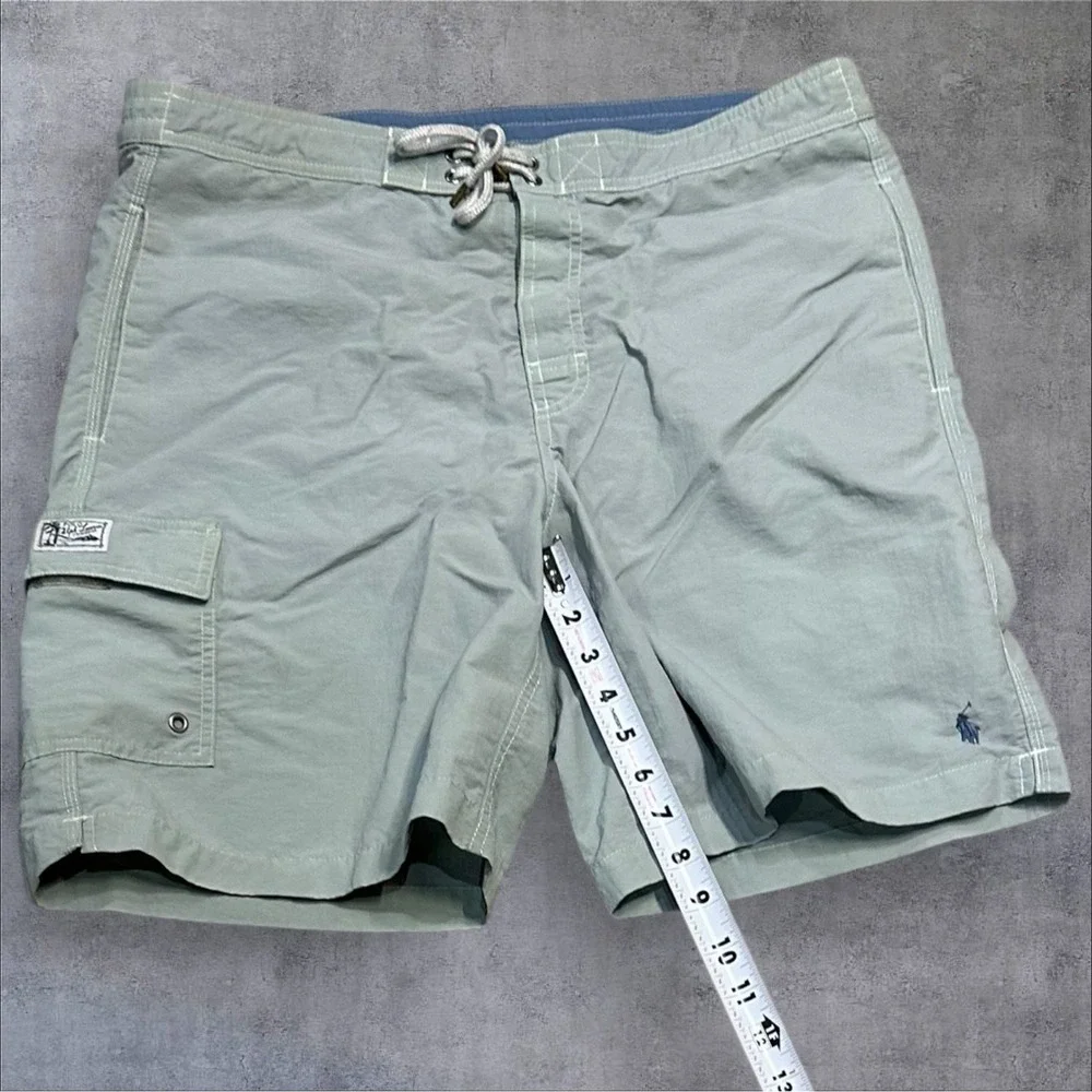 Vtg Polo Ralph Lauren Swim Short Medium Gray/Blue Lined Pockets Board Trunks Men